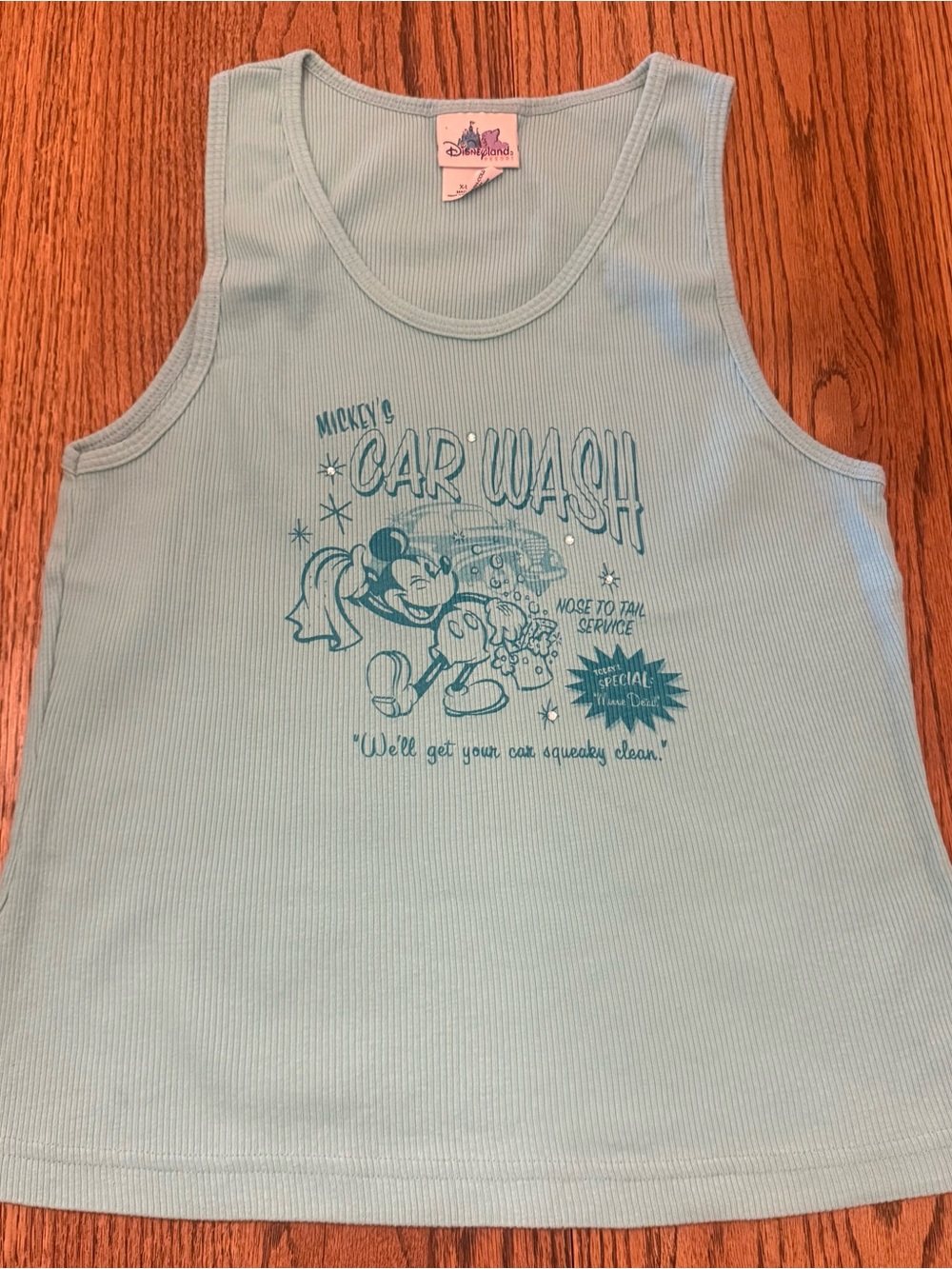 Disney Light Blue Mickey 'Car Wash' Graphic Tank Top